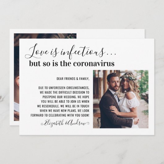 Liefde is besmettelijk 2 Foto Verander de datum Tr Aankondiging (Voorkant / Achterkant)