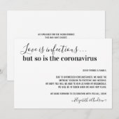 Liefde is Besmettelijk Covid19 Bruiloft Uitgesteld Aankondiging (Voorkant / Achterkant)