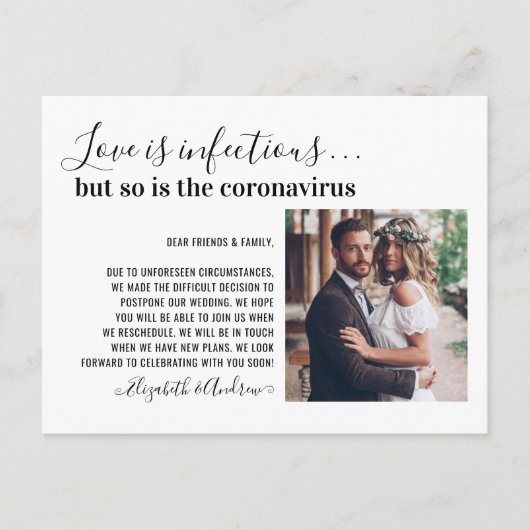 Liefde is besmettelijk Covid19 Foto Verander de da Aankondigingskaart (Voorkant)