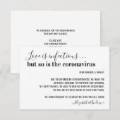 Liefde is Besmettelijk Covid19 Huwelijk Uitgesteld Aankondiging (Voorkant / Achterkant)