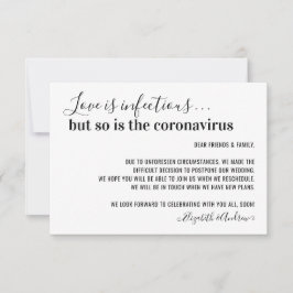 Liefde is Besmettelijk Covid19 Huwelijk Uitgesteld Aankondiging