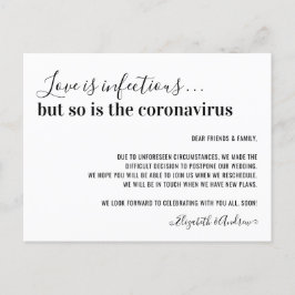 Liefde is Besmettelijk Covid19 Huwelijk Uitgesteld Aankondigingskaart