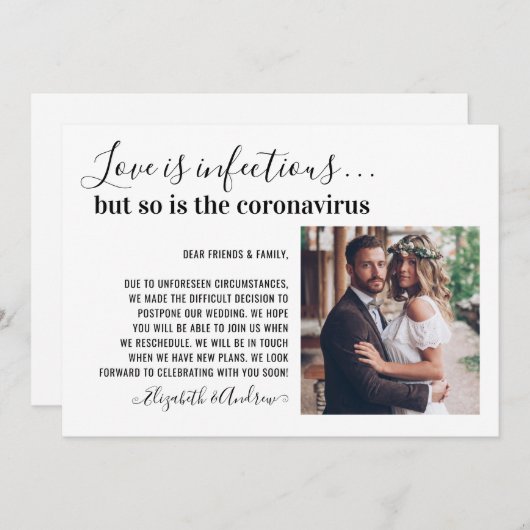 Liefde is Besmettelijk Foto Verander de Datum Trou Aankondiging (Voorkant / Achterkant)