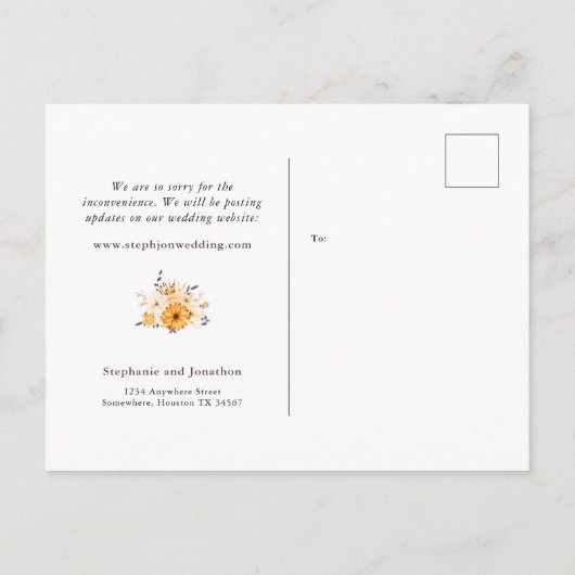 Liefde is besmettelijk Huwelijk Uitgesteld COVID19 Aankondigingskaart (Achterkant)