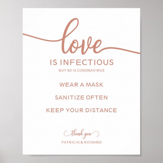Liefde is besmettelijk, maar coronavirus ook bord poster (Voorkant)