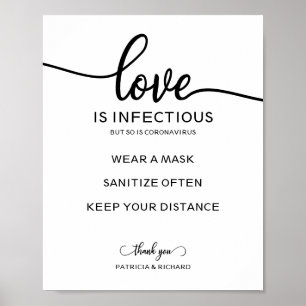 Liefde is besmettelijk, maar coronavirus ook bord poster