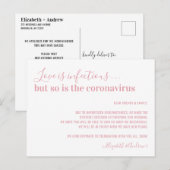 Liefde is besmettelijk Roze Trouwdatum verzet Aankondigingskaart (Voorkant / Achterkant)