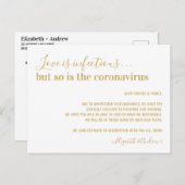 Liefde is besmettelijk Uitstel trouwerij Aankondigingskaart (Voorkant / Achterkant)