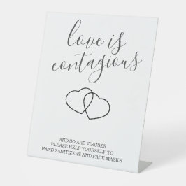 Liefde is besmettelijke huwelijksveiligheid reclamebord met voetstuk