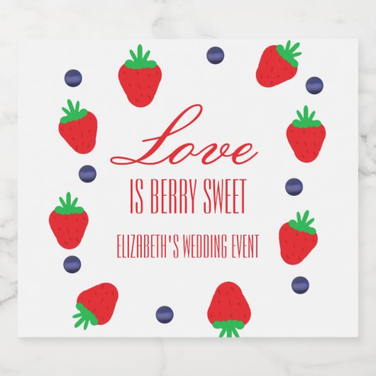 Liefde Is Bessie Zoete Fruit Bruiloft Sparkling Wijnetiket (Enkel label)