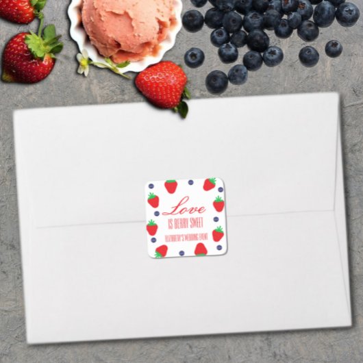 Liefde Is Bessie Zoete Fruit Bruiloft Vierkante Sticker