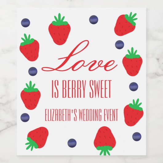 Liefde Is Bessie Zoete Fruit Bruiloft Wijn Etiket (Enkel label)