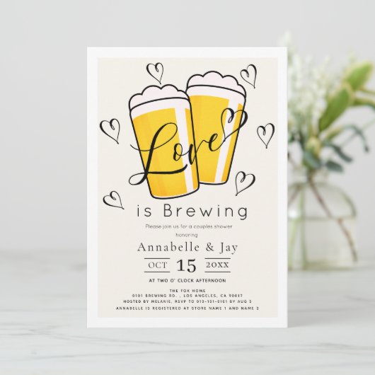 Liefde is Bier Koppels Douche brouwen Kaart (Staand voorkant)