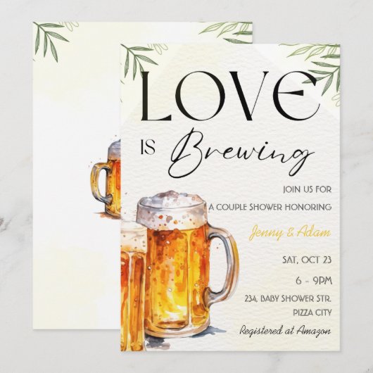 Liefde is Bierbrouwen Bruidsbruidspaar Trouwdouche Kaart (Voorkant / Achterkant)