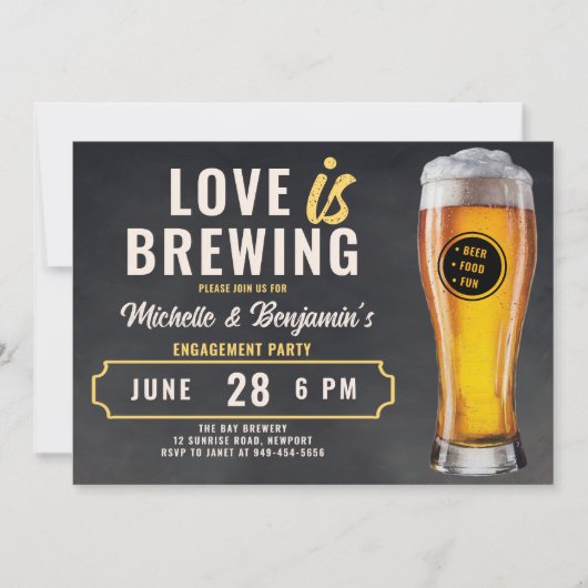 Liefde is Bierbrouwen Verlovingsfeest van het Bier Kaart (Voorkant)