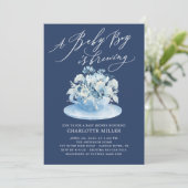 Liefde is Blauwe Floral Baby Boy Tea Shower Kaart (Staand voorkant)