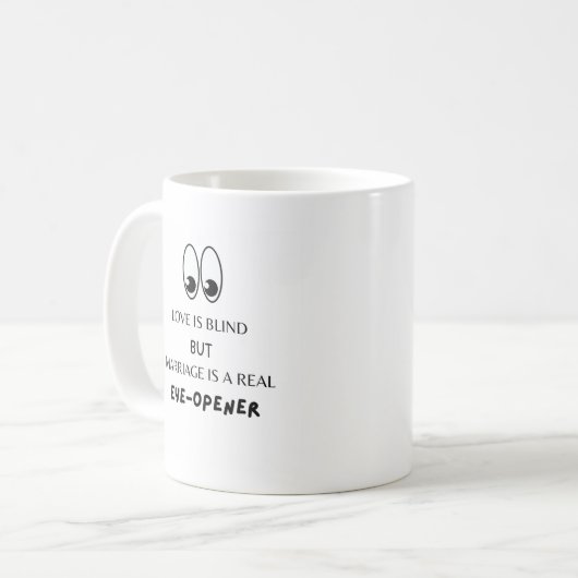 Liefde is blind grappig koffiemok (Voorkant links)