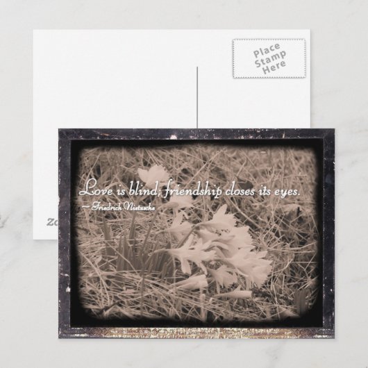 Liefde is blind, vriendschap sluit zijn ogen. briefkaart (Voorkant / Achterkant)