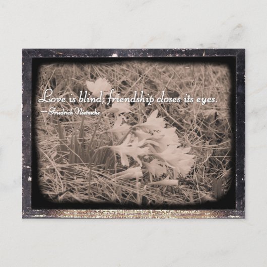 Liefde is blind, vriendschap sluit zijn ogen. briefkaart (Voorkant)