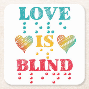 Liefde is blinde brailleschrift kartonnen onderzetters