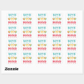 Liefde is blinde brailleschrift vierkante sticker (Vel)