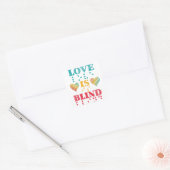Liefde is blinde brailleschrift vierkante sticker (Envelop)