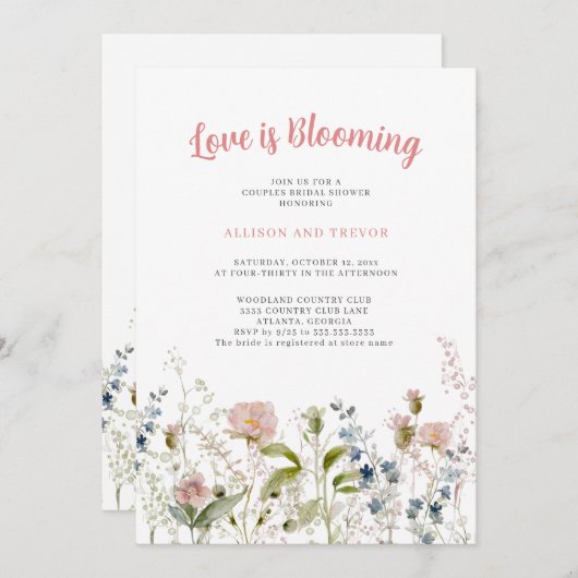 Liefde is Bloeiende Bloemen Koppels Vrijgezellenfe Kaart (Voorkant / Achterkant)