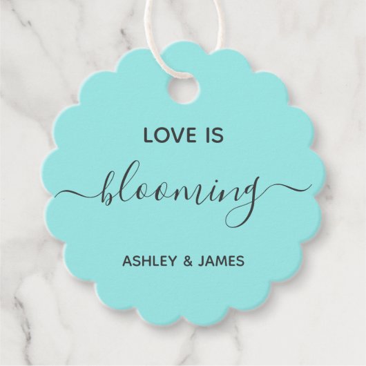 Liefde is bloeiende bruiloft gunst of douche cadea bedankjes labels (Voorkant)
