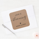 Liefde is bloeiende Sticker, bloemen Label, bruilo Vierkante Sticker (Envelop)