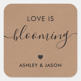 Liefde is bloeiende Sticker, bloemen Label, bruilo Vierkante Sticker