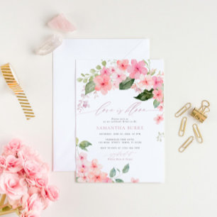 Liefde is Bloom Pink Sakura Flowers Vrijgezellenfe Kaart