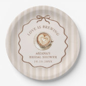 Liefde is Borrelende Bow Coffee Bruiloft Papieren Bordje (Voorkant)