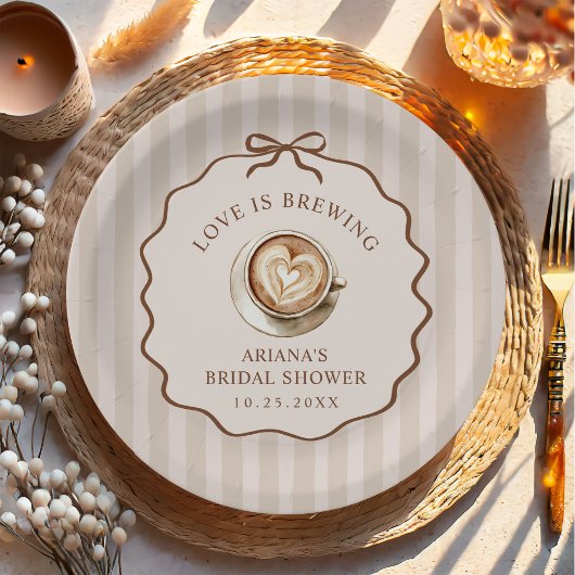 Liefde is Borrelende Bow Coffee Bruiloft Papieren Bordje