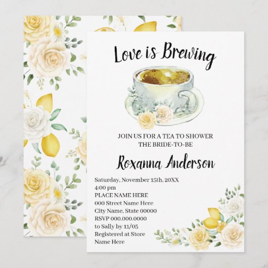 Liefde is Breedse Lemons & Rozen Tea Vrijgezellenf Kaart (Voorkant / Achterkant)