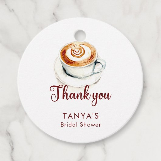 Liefde is Brewing Latte Vrijgezellenfeest Custom Bedankjes Labels (Voorkant)