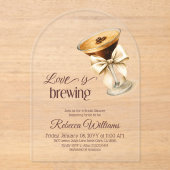 Liefde is Brouwen Bow Espresso Martini Vrijgezelle Acryl Uitnodigingen (Voorkant)