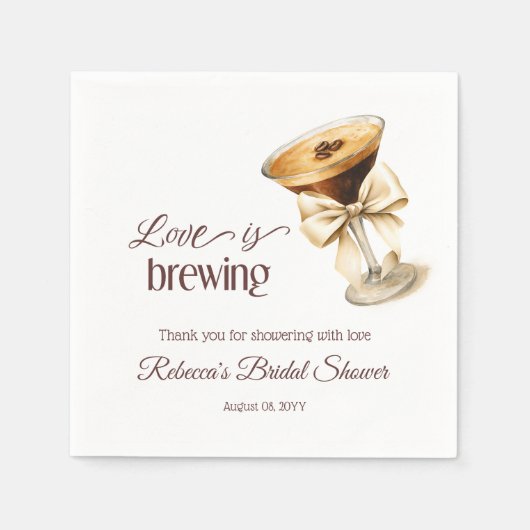 Liefde is Brouwen Bow Espresso Martini Vrijgezelle Servet (Voorkant)