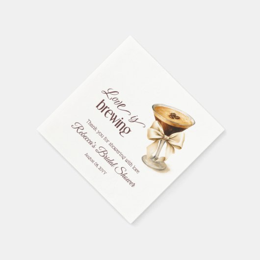 Liefde is Brouwen Bow Espresso Martini Vrijgezelle Servet (Hoek)