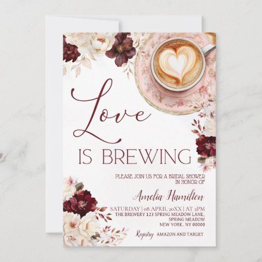 Liefde is Brouwen Bruids Douche Uitnodiging, Liefd Kaart (Voorkant)