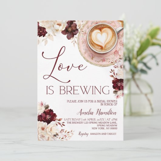 Liefde is Brouwen Bruids Douche Uitnodiging, Liefd Kaart (Staand voorkant)