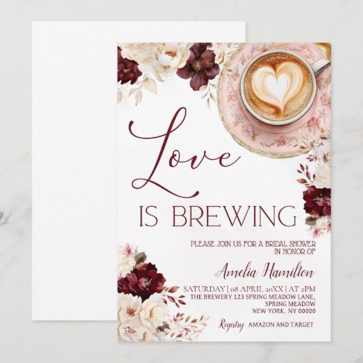 Liefde is Brouwen Bruids Douche Uitnodiging, Liefd Kaart (Voorkant / Achterkant)