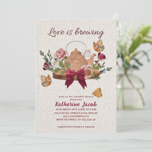 Liefde is brouwen bruids thee herfst Vrijgezellenf Kaart (Staand voorkant)