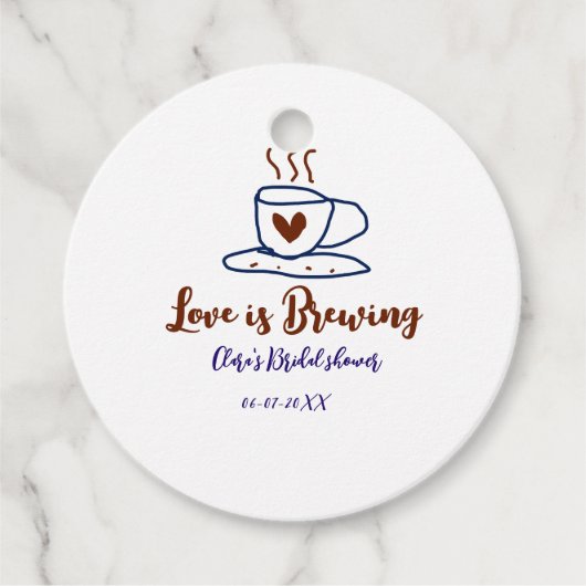 Liefde is brouwen bruine blauwe bruiloft add name  bedankjes labels (Voorkant)