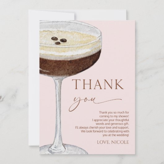 Liefde is brouwen Expresso Martini Vrijgezellenfee Bedankkaart (Voorkant)
