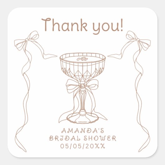 Liefde is brouwen Hand getrokken Dank u Vierkante Sticker (Voorkant)