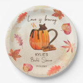 Liefde is brouwen herfst bruids douche monogram papieren bordje (Voorkant)