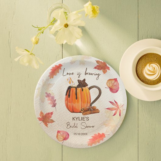 Liefde is brouwen herfst bruids douche monogram papieren bordje