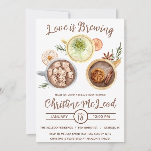 Liefde is Brouwen, Hete Cacao, Koffie, Vrijgezelle Kaart (Voorkant)