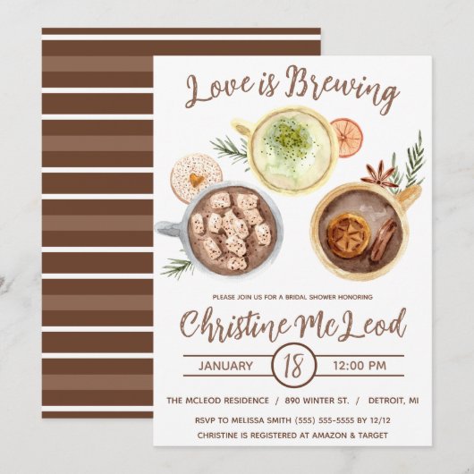 Liefde is Brouwen, Hete Cacao, Koffie, Vrijgezelle Kaart (Voorkant / Achterkant)