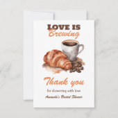 Liefde is Brouwen Koffie Franse Bruidsdouche Bedankkaart (Voorkant)